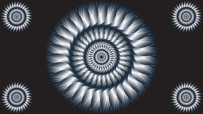Abstract background with silver floral objects on black theme