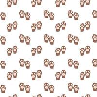 Seamless pattern with animal paws on white background, paw print, cat, dog, kitty vector