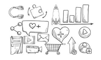 Modern Social Media handdrawn collection vector