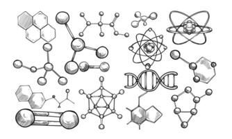 molecule handdrawn collection vector