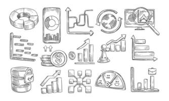 Analytics handdrawn collection vector