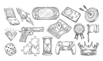 gaming item handdrawn collection vector