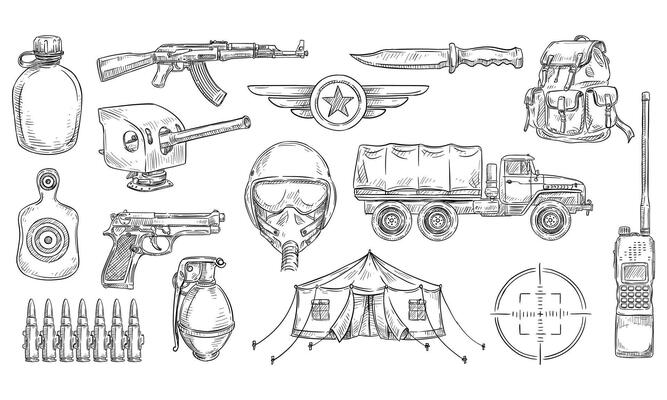 military army handdrawn collection