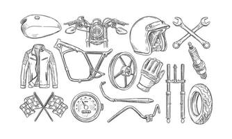 motorcycle service handdrawn collection vector