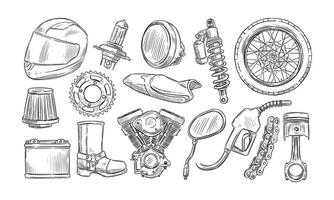 motorcycle service handdrawn collection vector
