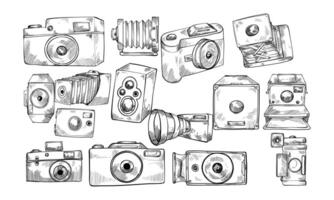camera evolution handdrawn collection vector