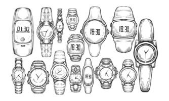 wristwatch handdrawn collection vector