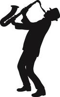 Jazz Player Saxophone Silhouette in Flat Design vector