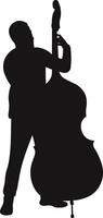 Jazz Player Double Bass Silhouette on White Background vector