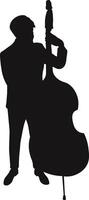 Jazz Player Upright Bass Silhouette in Flat Design vector