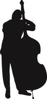 Jazz Player Upright Bass Silhouette in Flat Design vector