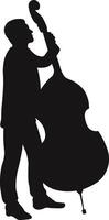 Jazz Player Upright Bass Silhouette in Flat Design vector