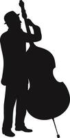 Jazz Player Upright Bass Silhouette in Flat Design vector
