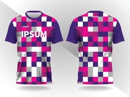 purple pink abstract squares background pattern for sport jersey design and mockup front and back view vector