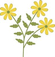 Three Stalks of Yellow Spring Flower vector