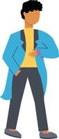 Man Walking in Autumn with Blue Coat vector