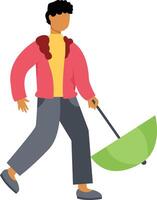 Men Walking in Autumn with Umbrella vector