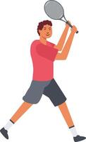 Tennis Player Character in Red Clothes vector