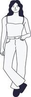 Girl Standing Pose in Hand Drawn Design Style vector