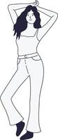 Lady Standing Pose in Hand Drawn Design Style vector