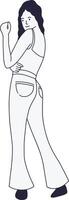 Girl Standing Pose in Hand Drawn Design Style vector
