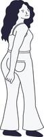 Girl Standing Pose in Hand Drawn Design Style vector