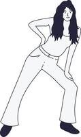 Lady Standing Pose in Hand Drawn Design Style vector