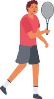 Man Player Tennis Ball with Flat Design vector