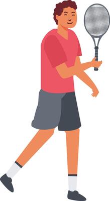 Man Player Tennis Ball with Flat Design