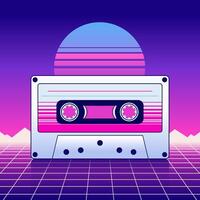 Cassette Tape Illustration With Vaporwave Design Style And Gradient Colors vector
