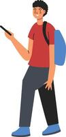 Man Holding Smartphone with Red Clothes vector