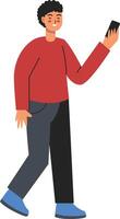 Man Holding Smartphone with Red Clothes vector