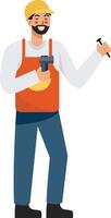 Man Construction with Nail and Hammer vector