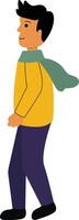 Man Walking on Autumn with Yellow Jacket vector