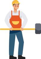 Man Construction with Big Hammer vector
