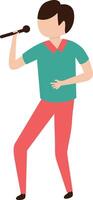 Man Singing Illustration with Green Clothes vector