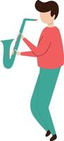 Man Playing Saxophone Illustration in Flat Design vector