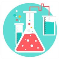 Laboratory and atom icon concept vector