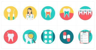 A set of 10 Medical icons as dental equipment, doctor, teeth vector