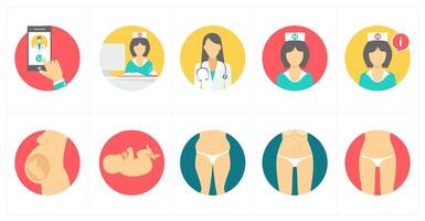 A set of 10 Medical icons as call doctor, receptionist, doctor vector