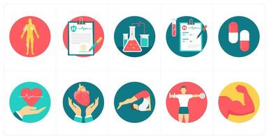A set of 10 Medical icons as symptom checker, treatment record, test vector
