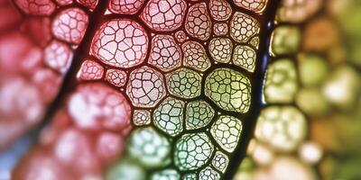 Microscopic view of colorful cellular structures photo