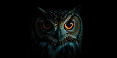 Majestic owl portrait in the dark photo