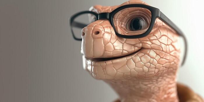 Smiling turtle wearing glasses photo