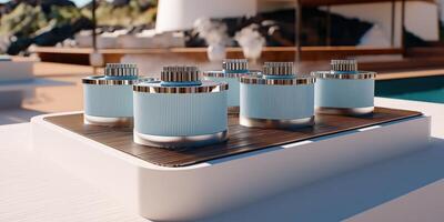 Modern blue containers on a platform photo