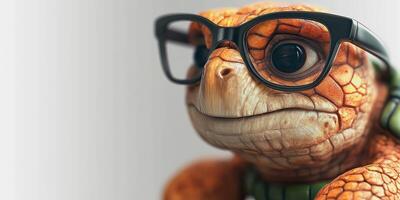 Smart turtle wearing glasses photo