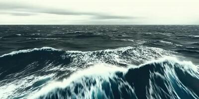 Ocean waves crashing, dramatic seascape photo