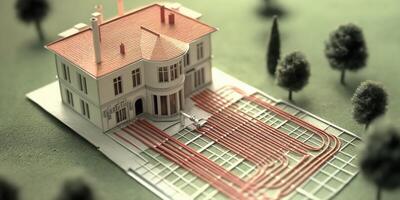 Model home with underfloor heating system photo