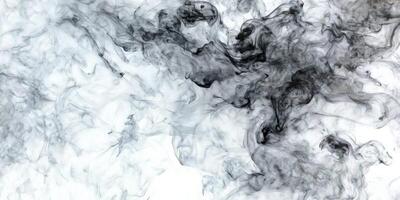 Abstract grayscale smoke swirls on white photo