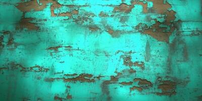 Distressed teal and brown textured wall photo
